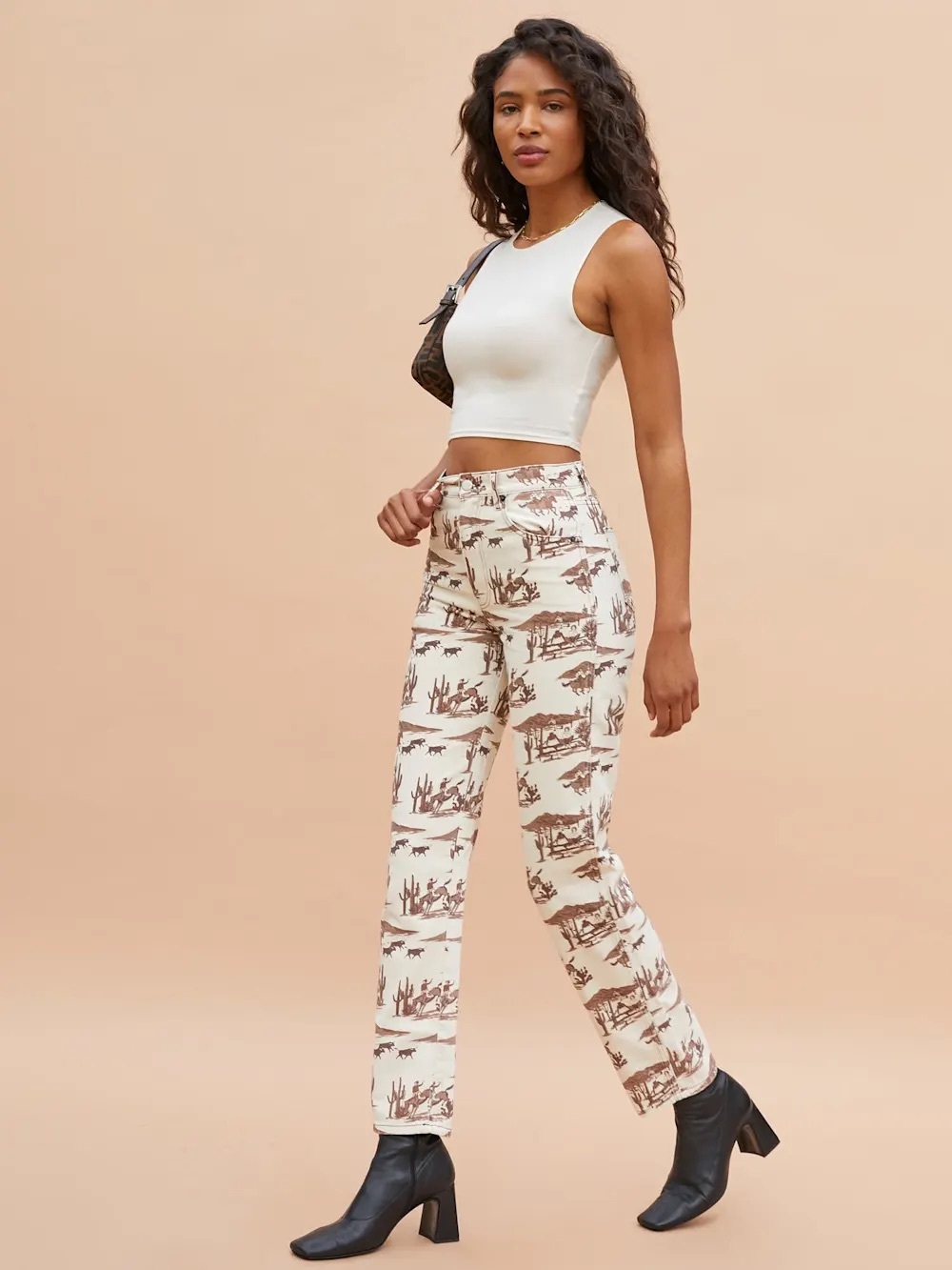 REFORMATION Senora Western High Rise Cowboy Printed Jeans 23